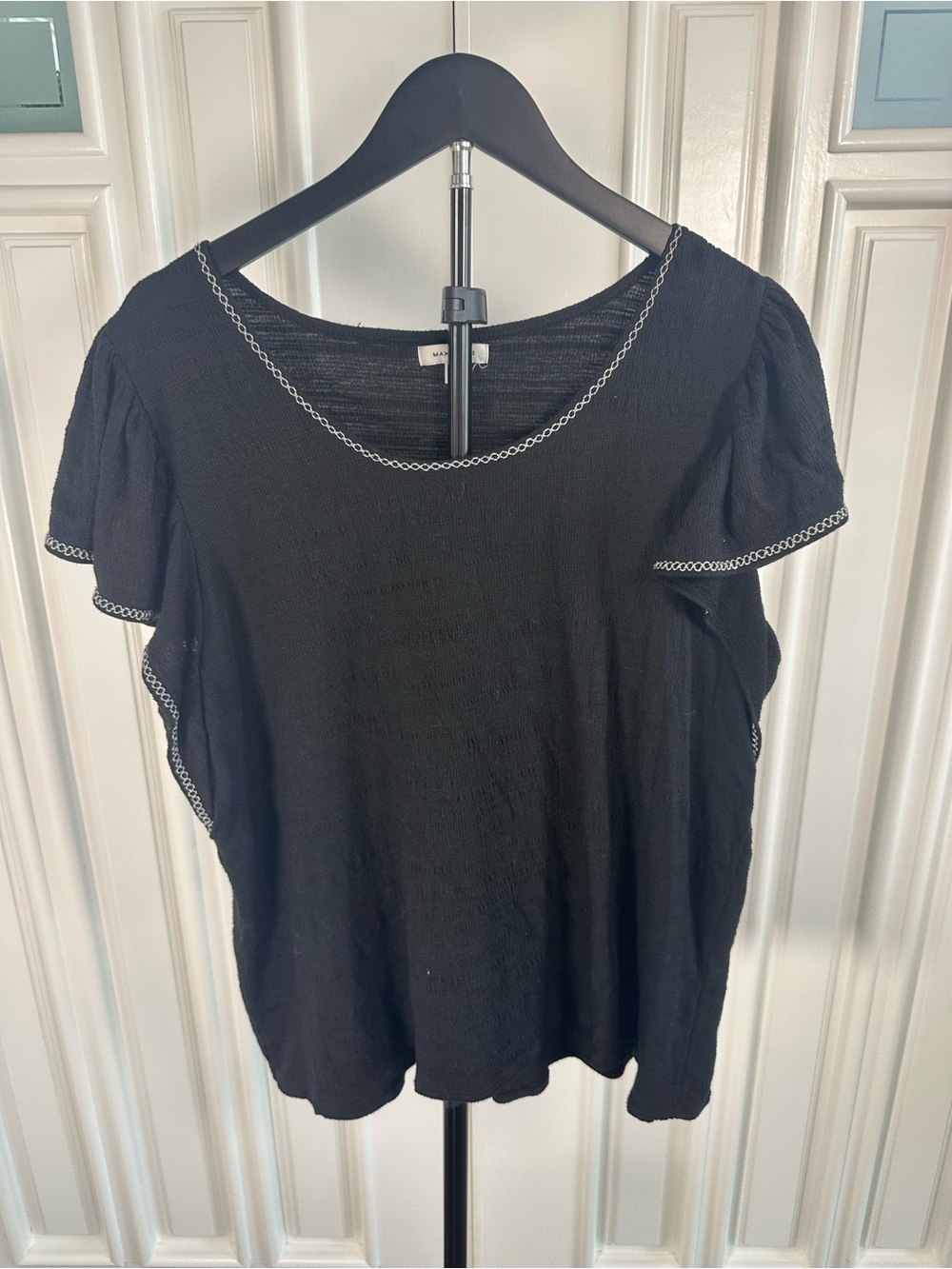 Max Studio Black Short Sleeve Tee with White Trim
